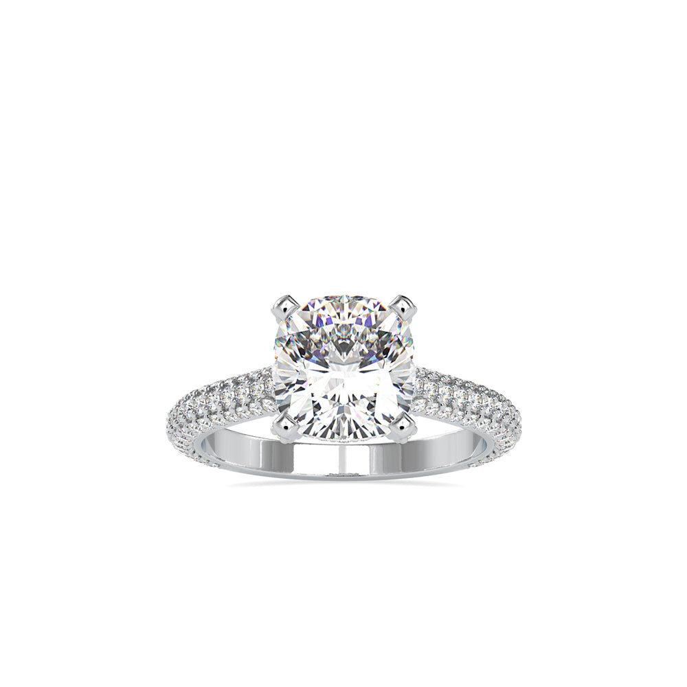 SKU: 0103 (10K) Classic Solitair Engagment Ring  Flawless Pave Band in Rose Gold.