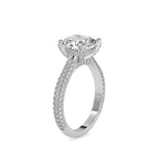 SKU: 0103 (14K) Classic Solitair Engagment Ring  Flawless Pave Band in Rose Gold.