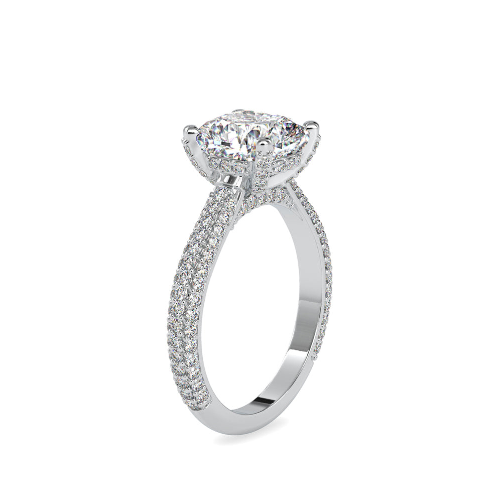 SKU: 0103 (22K) Classic Solitair Engagment Ring  Flawless Pave Band in Rose Gold.