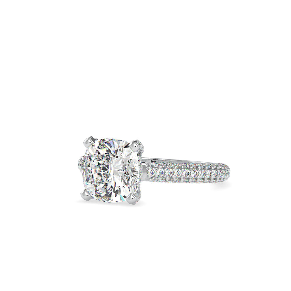 SKU: 0103 (14K) Classic Solitair Engagment Ring  Flawless Pave Band in Rose Gold.