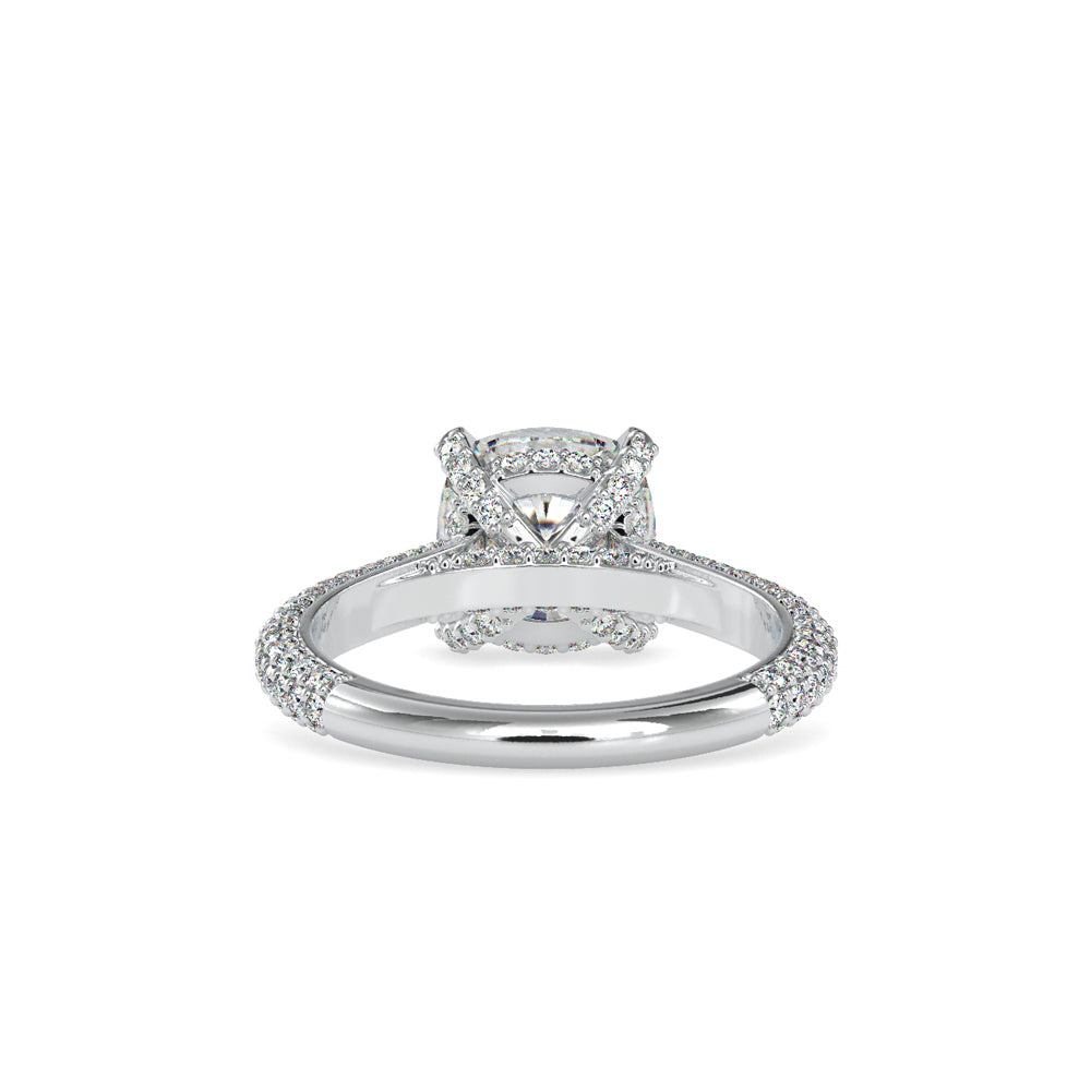 SKU: 0103 (18K) Classic Solitair Engagment Ring  Flawless Pave Band in Rose Gold.