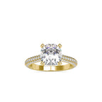 SKU: 0103 (22K) Classic Solitair Engagment Ring  Flawless Pave Band in Rose Gold.
