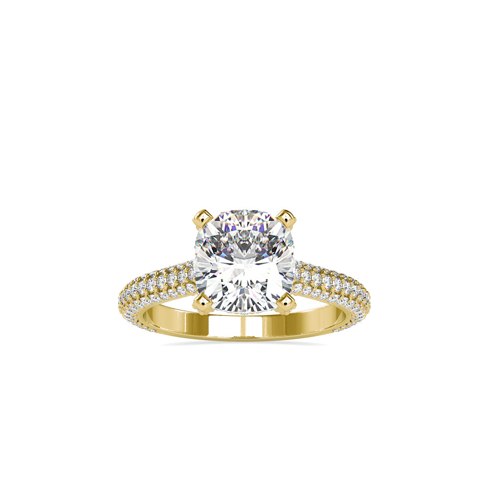 SKU: 0103 (14K) Classic Solitair Engagment Ring  Flawless Pave Band in Rose Gold.