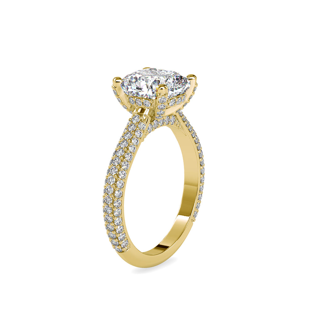 SKU: 0103 (14K) Classic Solitair Engagment Ring  Flawless Pave Band in Rose Gold.