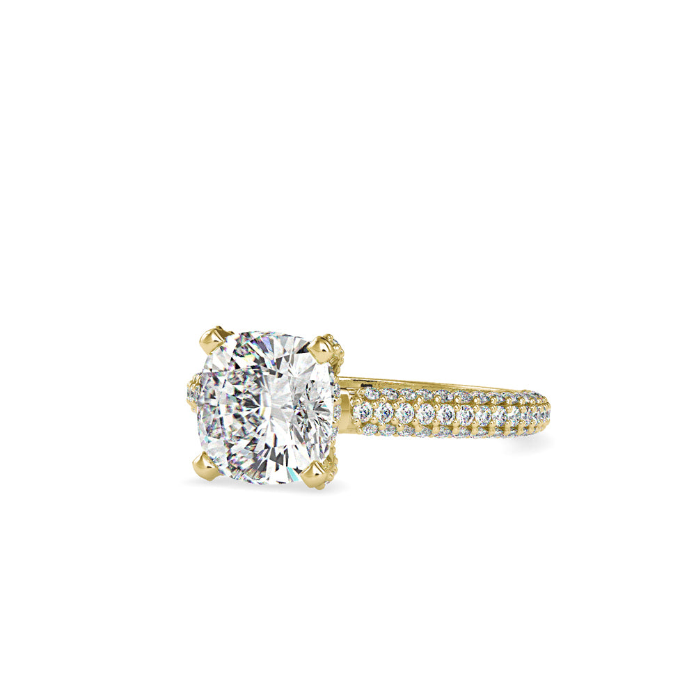 SKU: 0103 (22K) Classic Solitair Engagment Ring  Flawless Pave Band in Rose Gold.