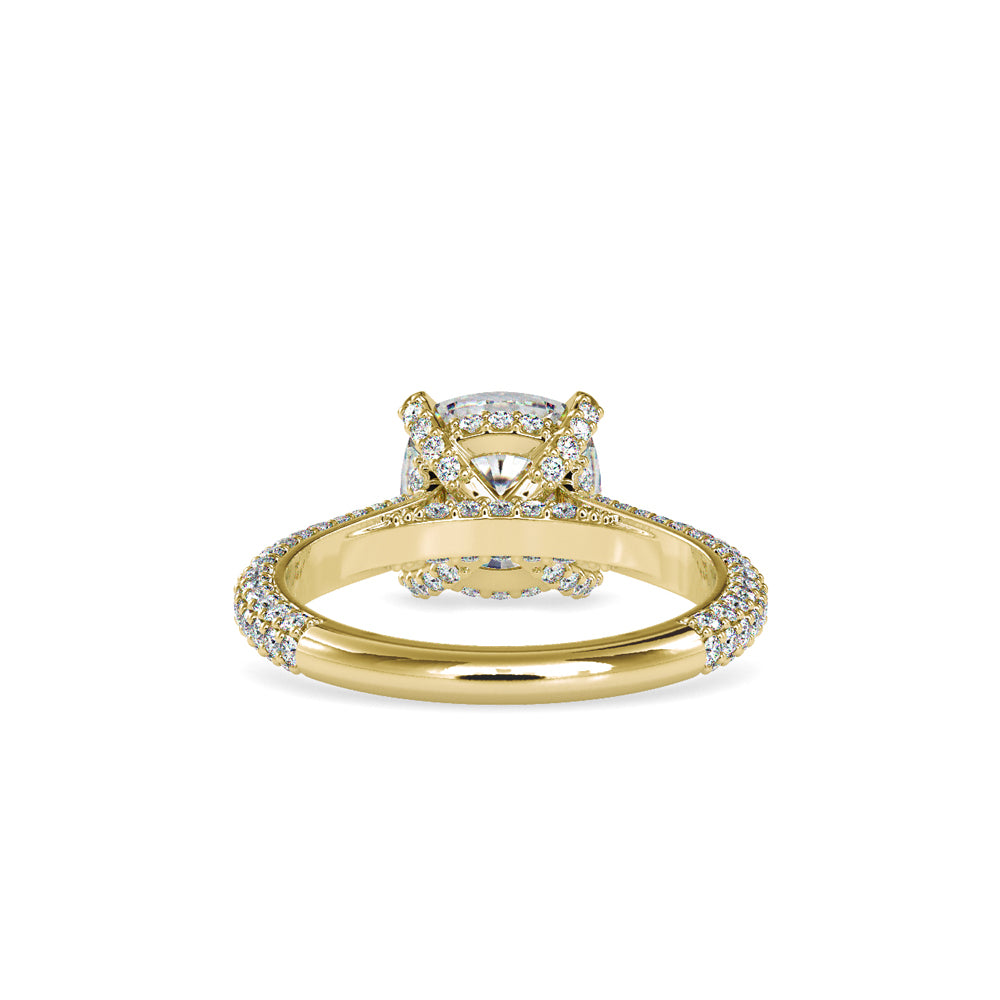 SKU: 0103 (10K) Classic Solitair Engagment Ring  Flawless Pave Band in Rose Gold.
