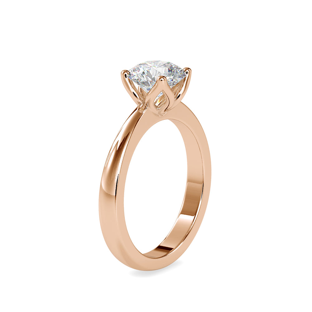 SKU: 0107 (10K) Flower Setting Solitaire Engagment Ring in Rose Gold.