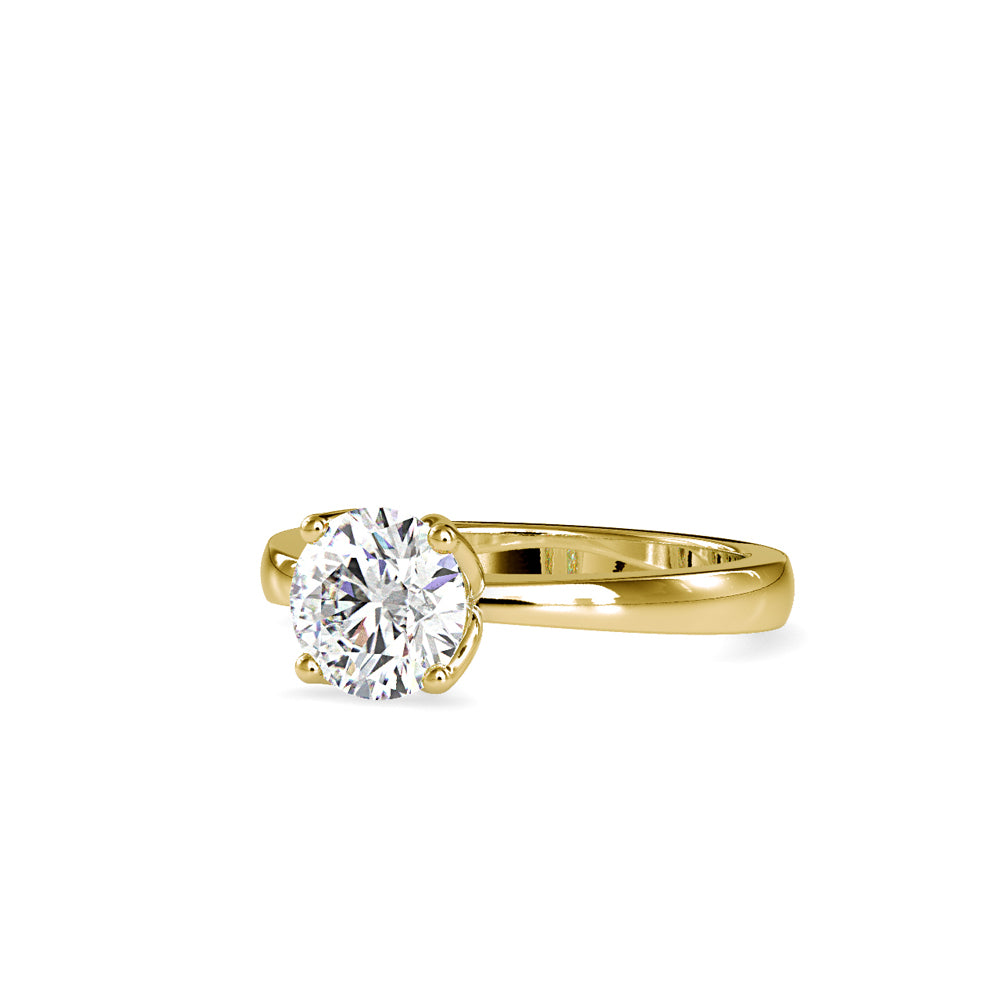 SKU: 0107 (14K) Flower Setting Solitaire Engagment Ring in Rose Gold.