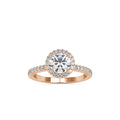 SKU: 0108 (14K) Vintage-inspired Radiant Halo Engagment Ring in Rose Gold.