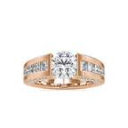 SKU: 0109 (10K) Round Tension-set Solitaire With Wide Diamond Shank Ring in Rose Gold.