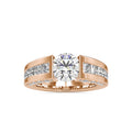 SKU: 0109 (14K) Round Tension-set Solitaire With Wide Diamond Shank Ring in Rose Gold.