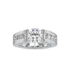 SKU: 0109 (22K) Round Tension-set Solitaire With Wide Diamond Shank Ring in Rose Gold.
