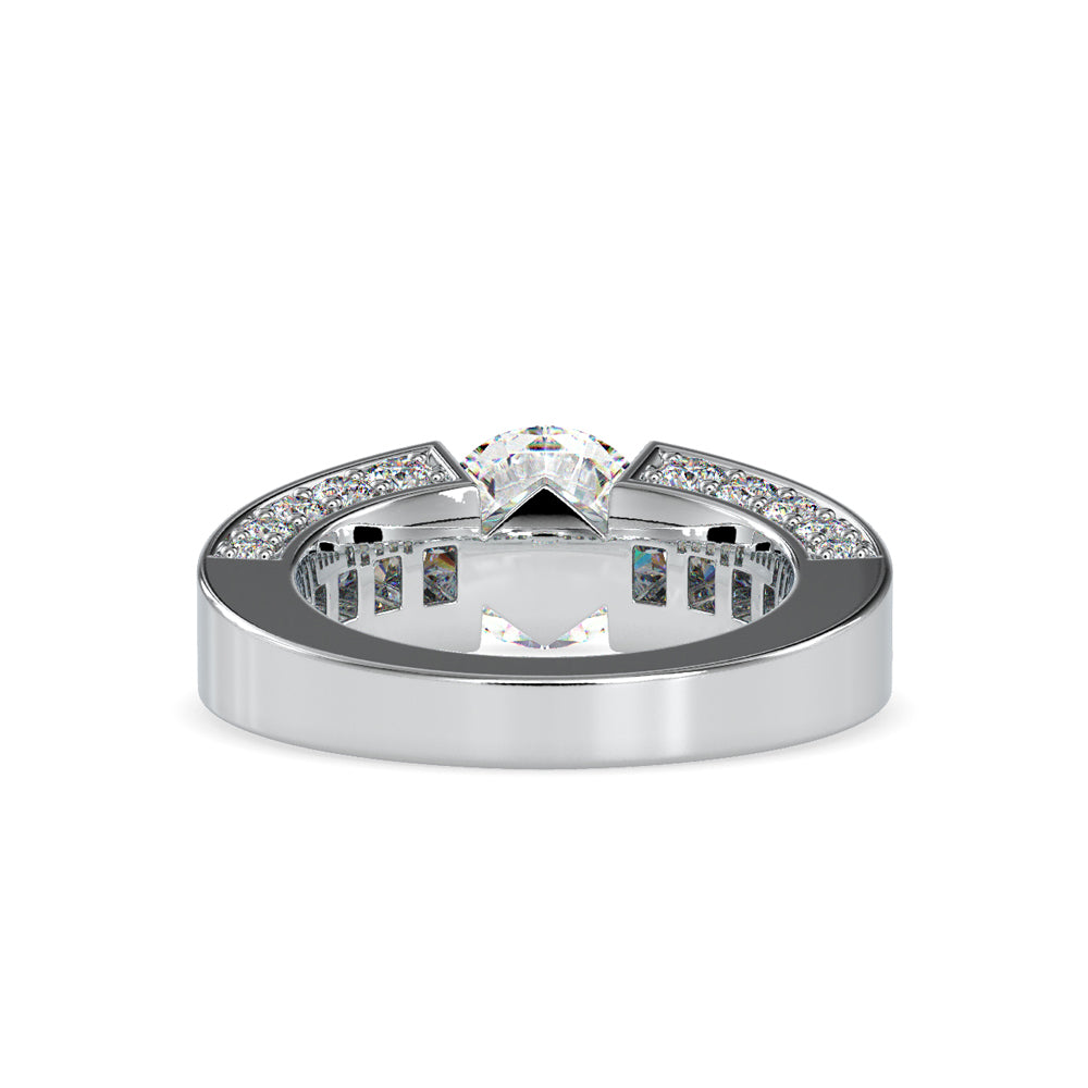 SKU: 0109 (14K) Round Tension-set Solitaire With Wide Diamond Shank Ring in Rose Gold.