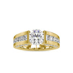 SKU: 0109 (14K) Round Tension-set Solitaire With Wide Diamond Shank Ring in Rose Gold.