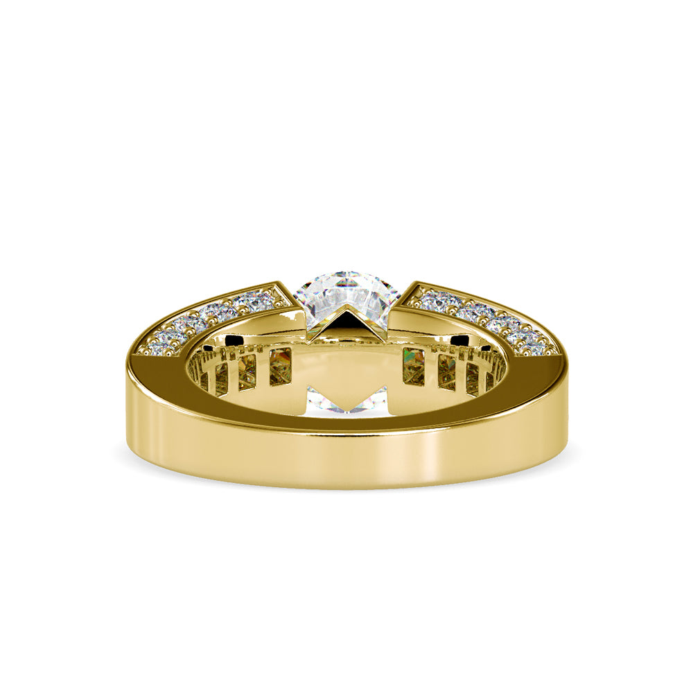 SKU: 0109 (10K) Round Tension-set Solitaire With Wide Diamond Shank Ring in Rose Gold.