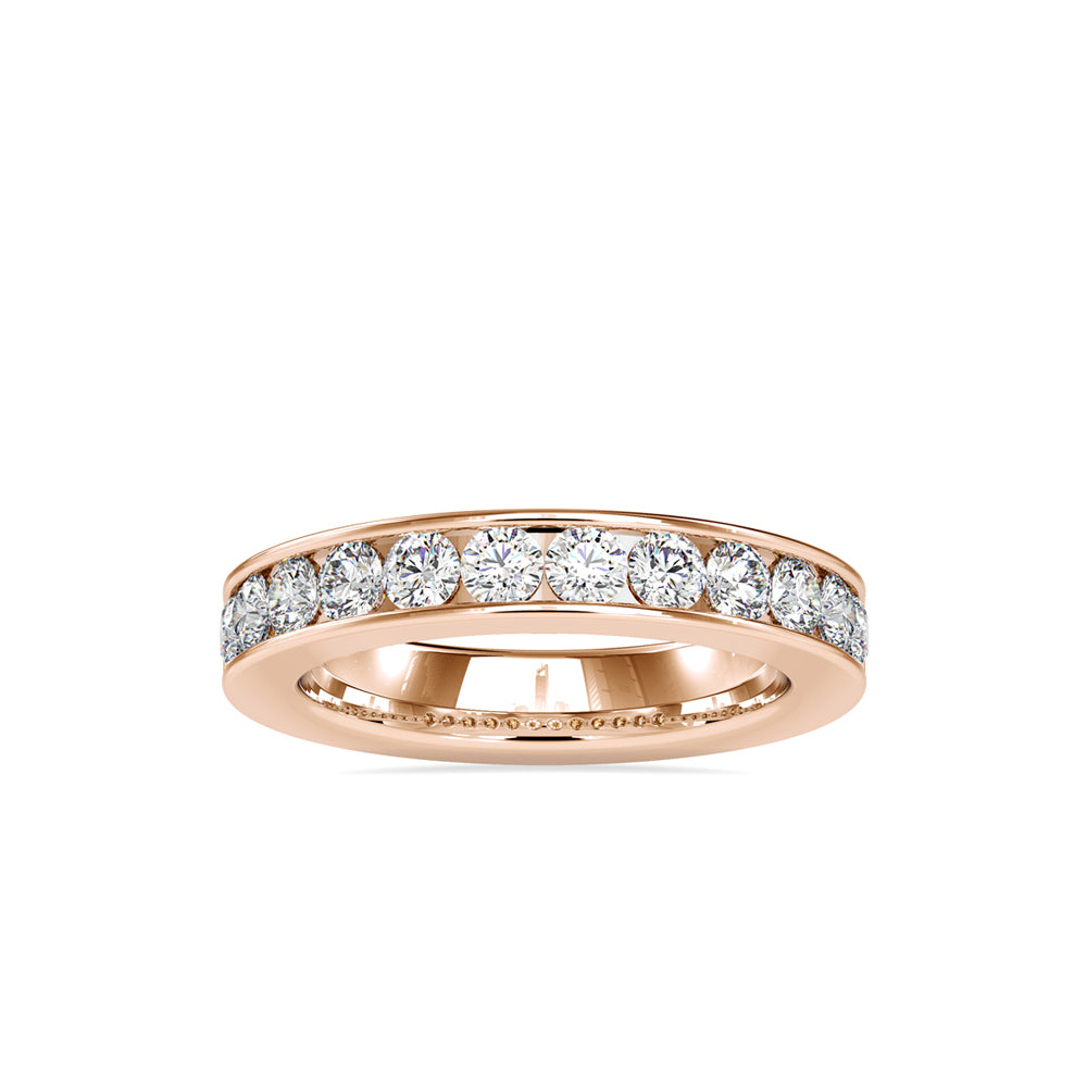 SKU: 0110 (14K) Wide Channel-set Wedding Band in Rose Gold.
