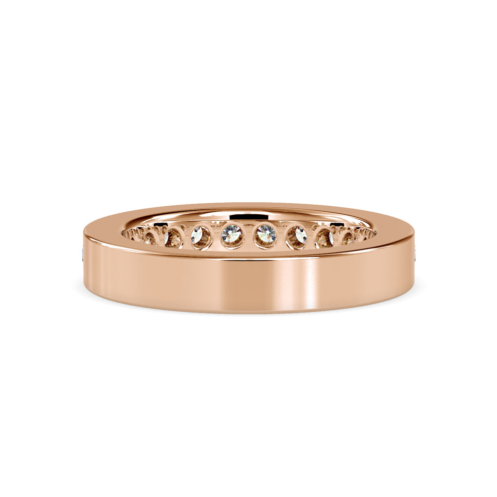 SKU: 0110 (18K) Wide Channel-set Wedding Band in Rose Gold.