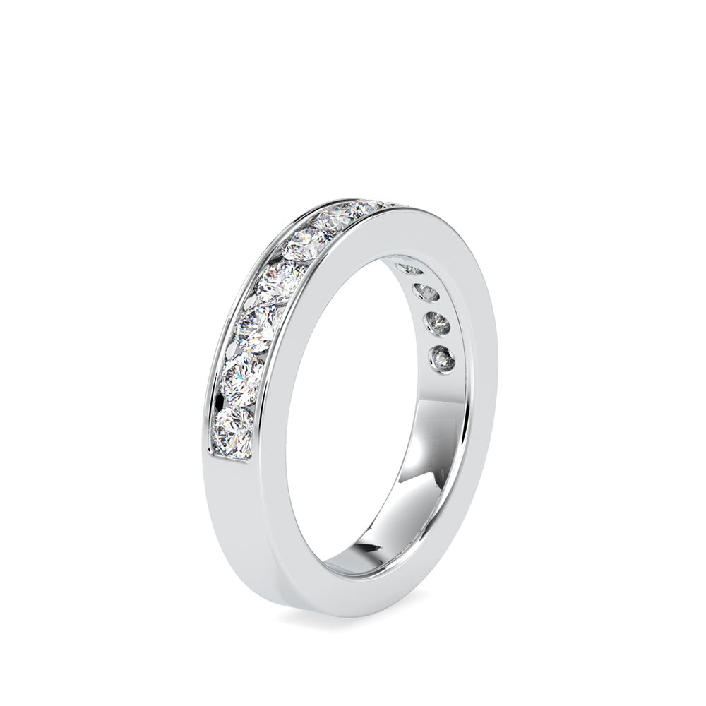SKU: 0110 (22K) Wide Channel-set Wedding Band in Rose Gold.