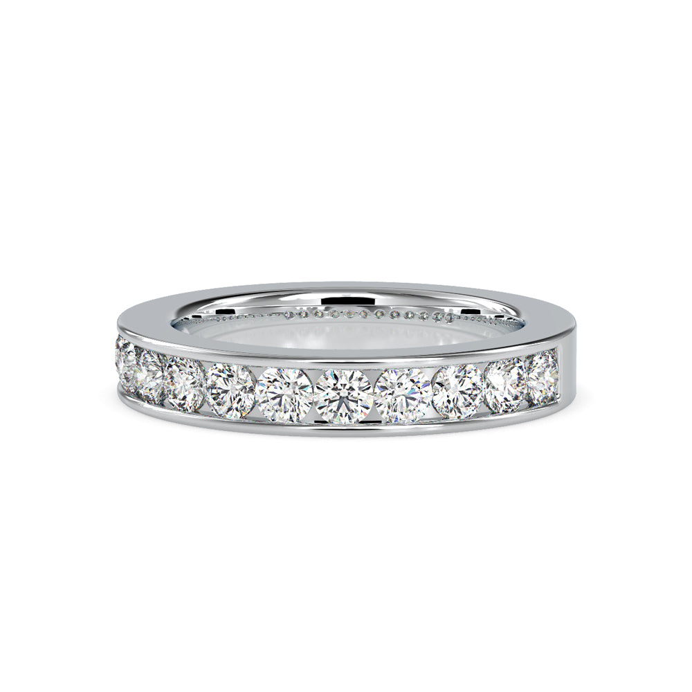 SKU: 0110 (18K) Wide Channel-set Wedding Band in Rose Gold.