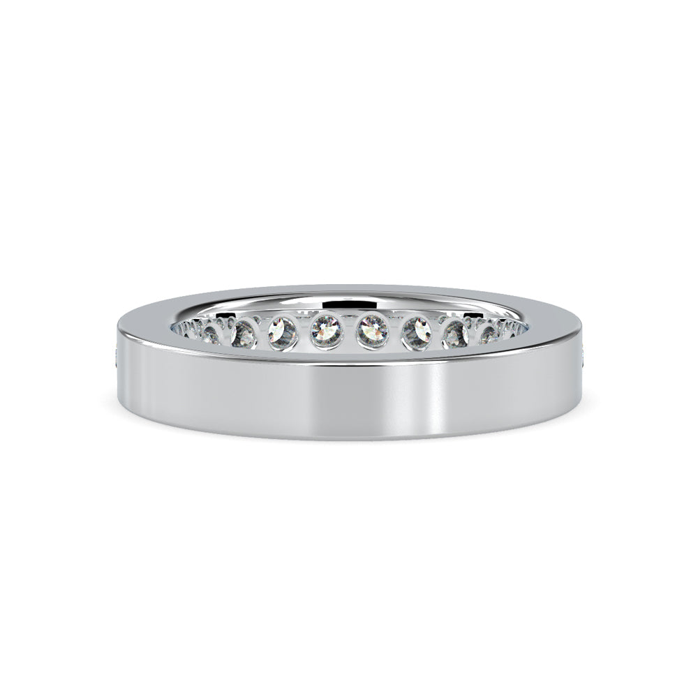 SKU: 0110 (18K) Wide Channel-set Wedding Band in Rose Gold.
