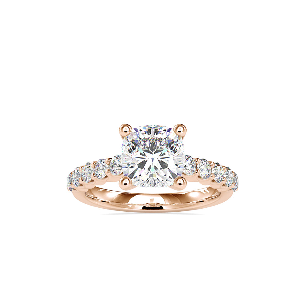 SKU: 0111 (10K) Solitaire Engagment Cushion Ring  in Rose Gold.