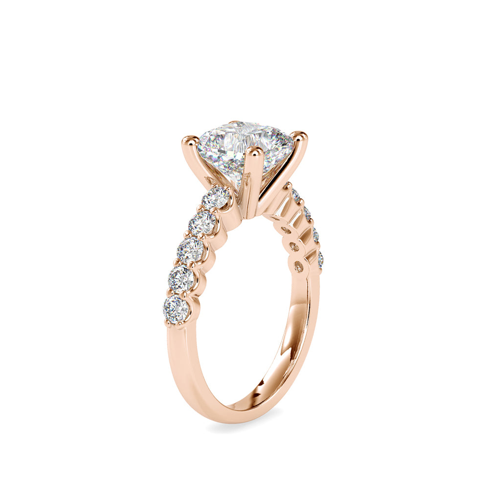 SKU: 0111 (18K) Solitaire Engagment Cushion Ring  in Rose Gold.