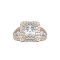 SKU: 0112 (10K) Crowned Cushion-Cut Double Halo Engagment Ring in Rose Gold.