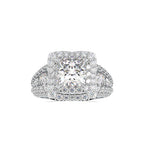 SKU: 0112 (18K) Crowned Cushion-Cut Double Halo Engagment Ring in Rose Gold.
