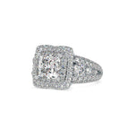 SKU: 0112 (18K) Crowned Cushion-Cut Double Halo Engagment Ring in Rose Gold.