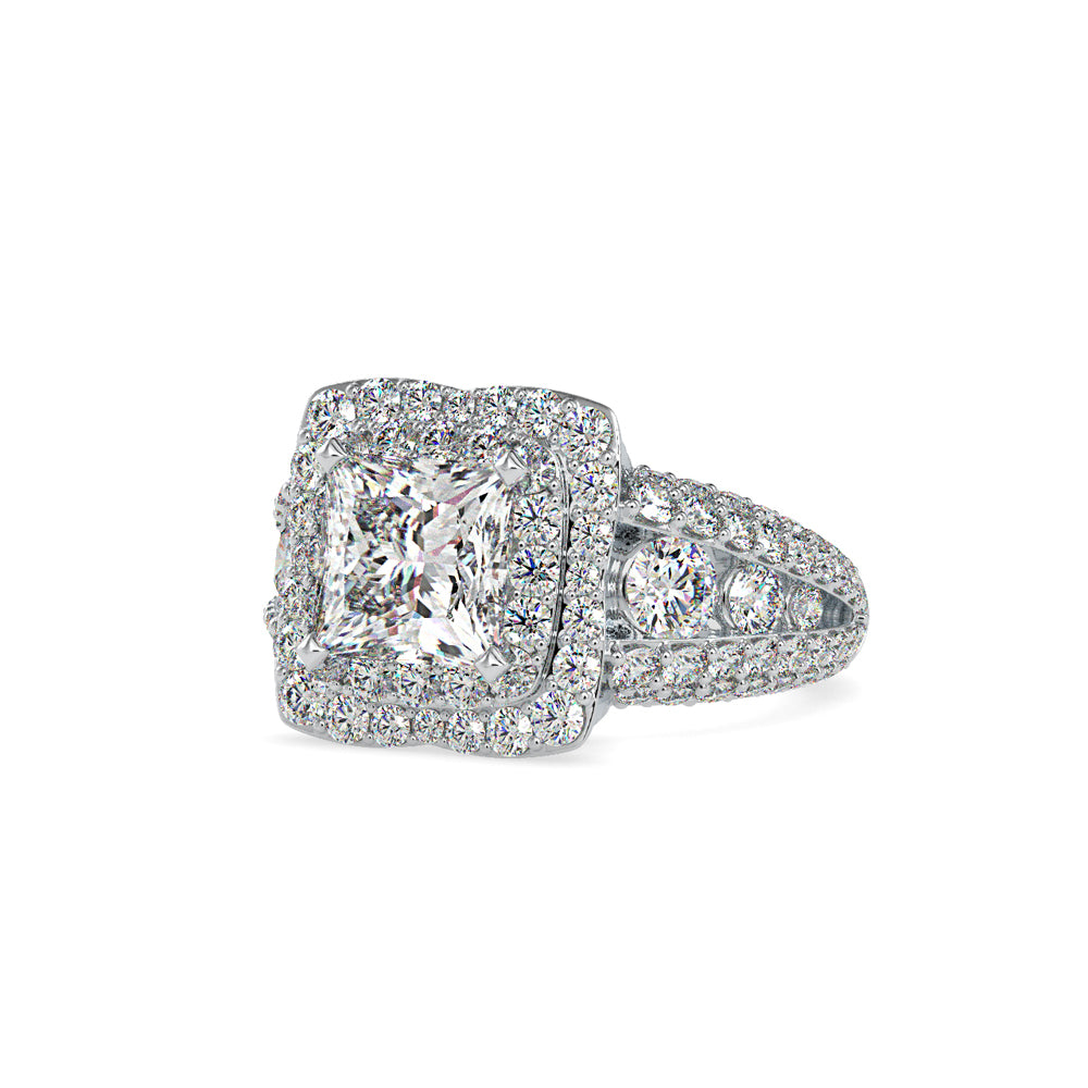 SKU: 0112 (10K) Crowned Cushion-Cut Double Halo Engagment Ring in Rose Gold.