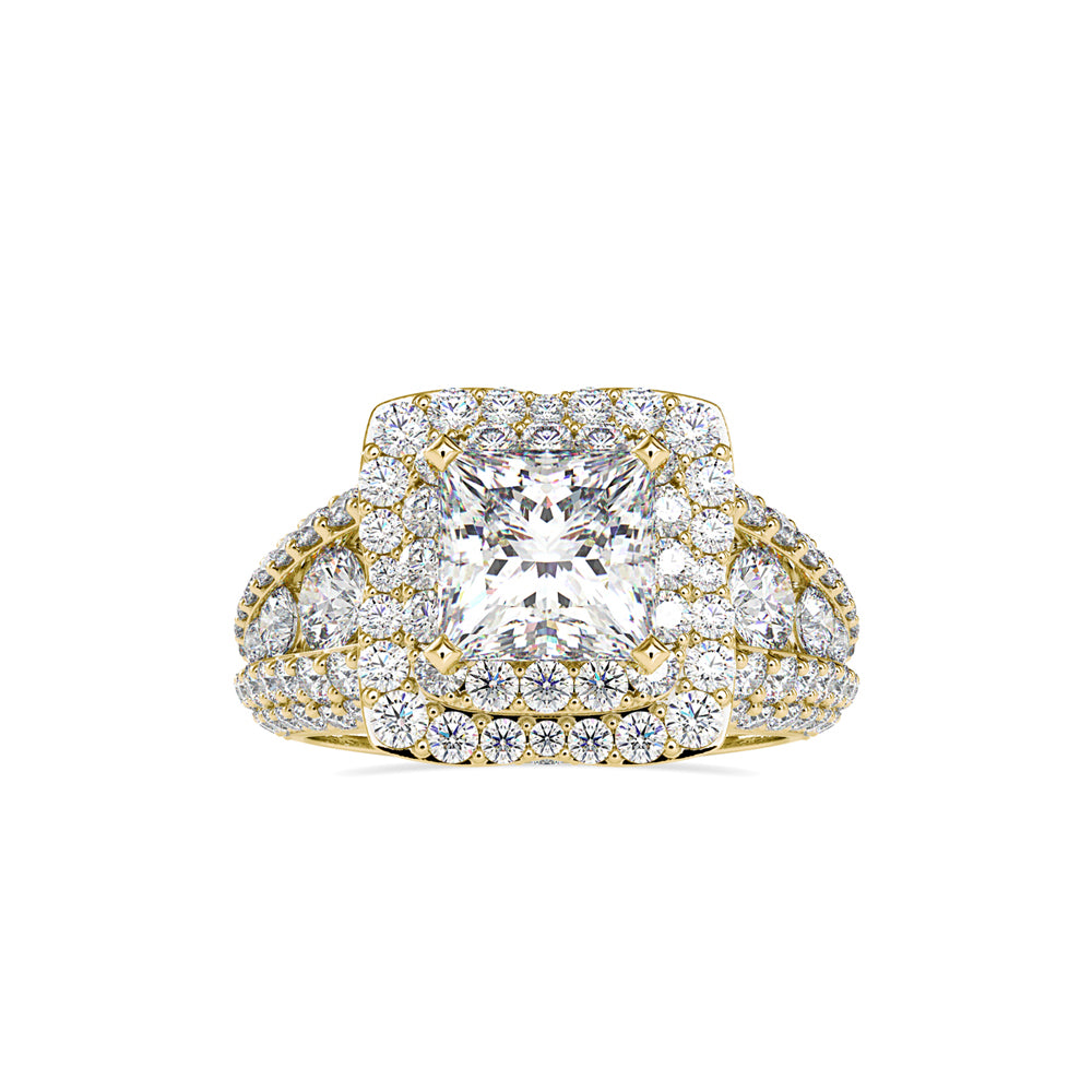 SKU: 0112 (10K) Crowned Cushion-Cut Double Halo Engagment Ring in Rose Gold.