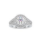 SKU: 0113 (14K) Vintage Filigree Round Halo Engagment Ring in Rose Gold.