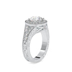 SKU: 0113 (10K) Vintage Filigree Round Halo Engagment Ring in Rose Gold.