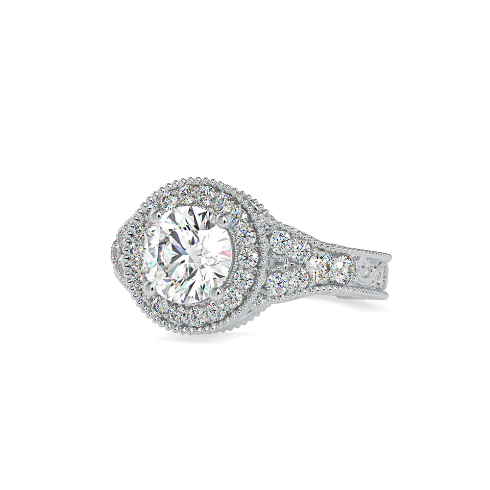 SKU: 0113 (10K) Vintage Filigree Round Halo Engagment Ring in Rose Gold.