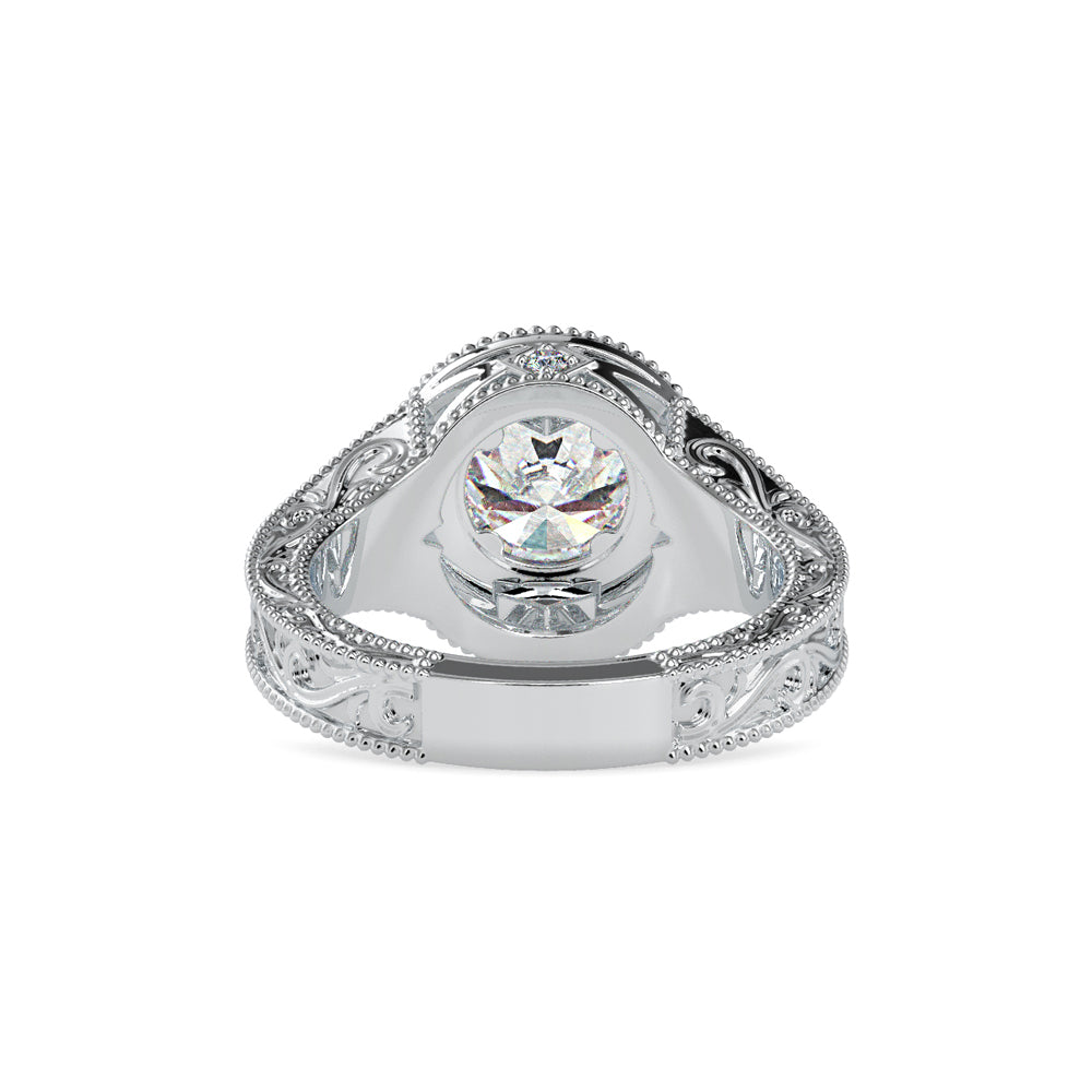 SKU: 0113 (18K) Vintage Filigree Round Halo Engagment Ring in Rose Gold.