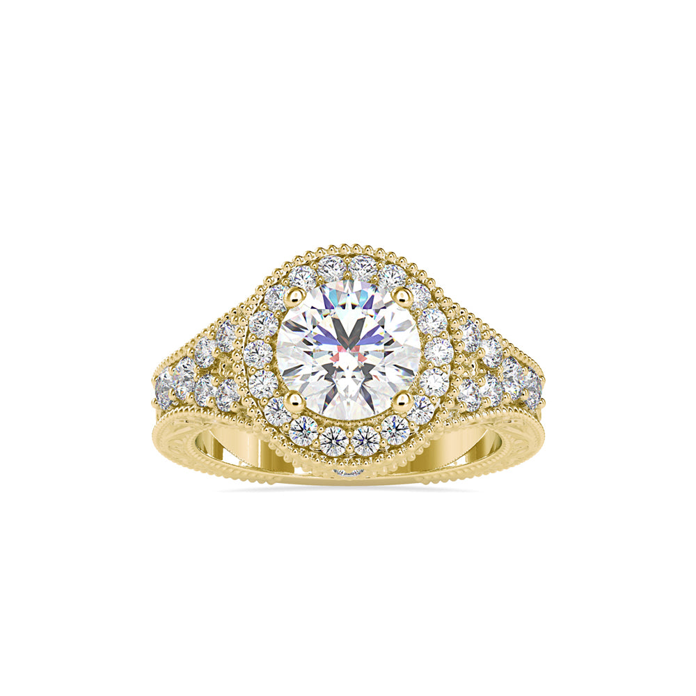 SKU: 0113 (22K) Vintage Filigree Round Halo Engagment Ring in Rose Gold.