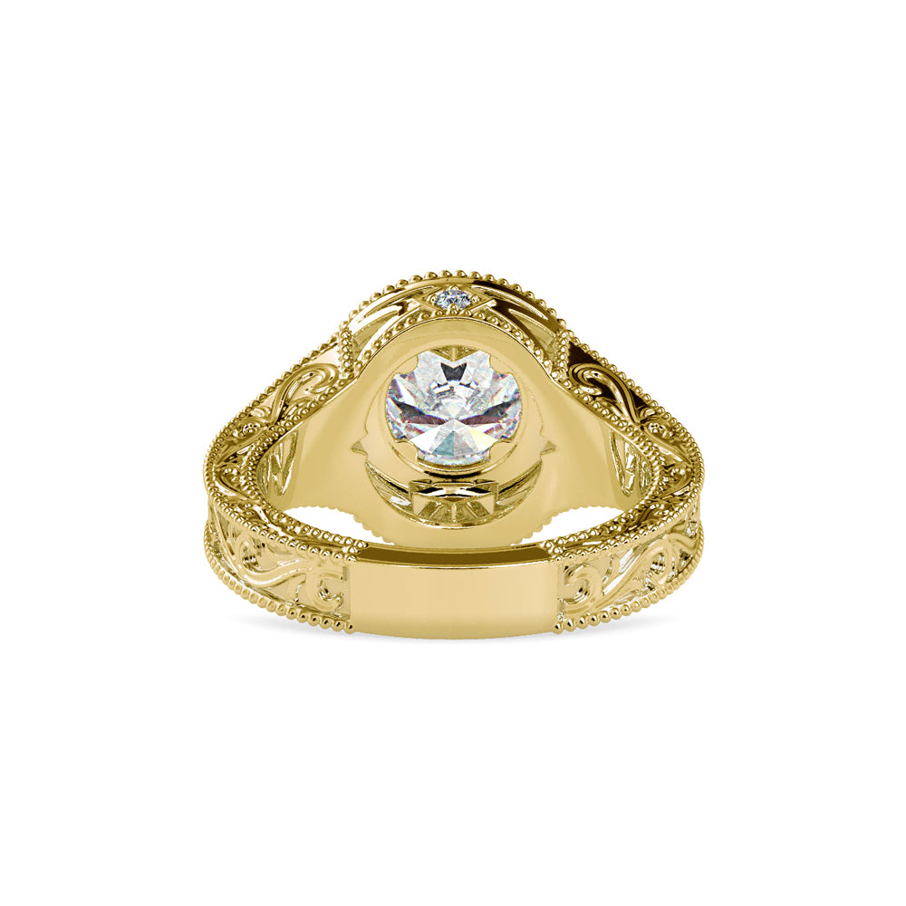 SKU: 0113 (22K) Vintage Filigree Round Halo Engagment Ring in Rose Gold.