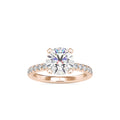 SKU: 0114 (14K) Classic Bead setting Solitaire Engagment Ring in Rose Gold.