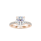 SKU: 0114 (14K) Classic Bead setting Solitaire Engagment Ring in Rose Gold.