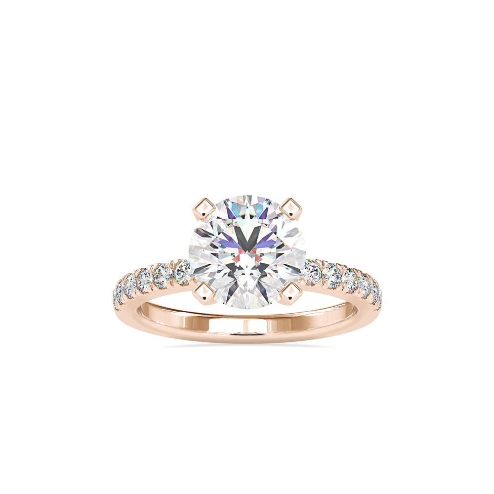 SKU: 0114 (10K) Classic Bead setting Solitaire Engagment Ring in Rose Gold.