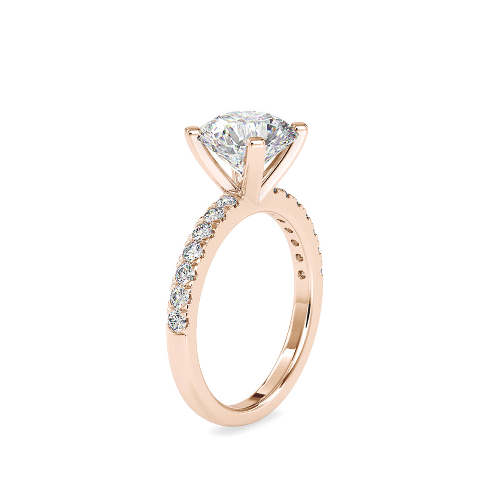 SKU: 0114 (18K) Classic Bead setting Solitaire Engagment Ring in Rose Gold.