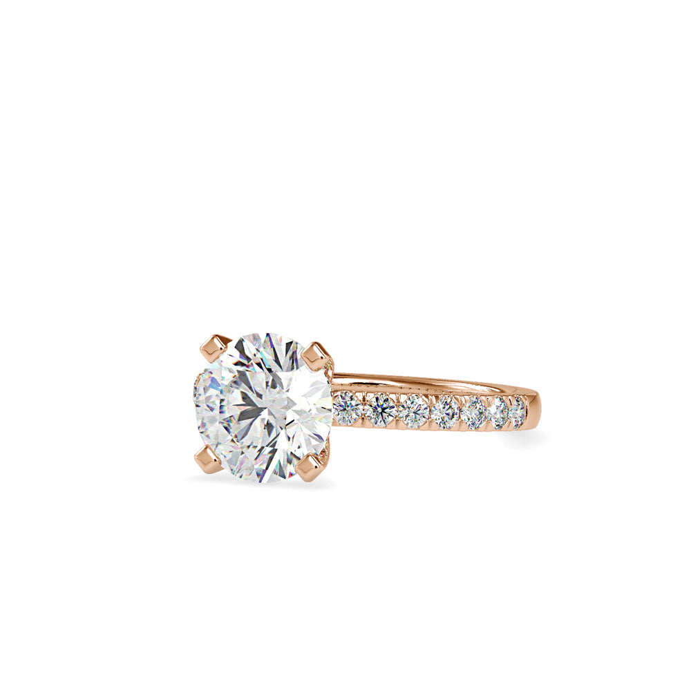 SKU: 0114 (14K) Classic Bead setting Solitaire Engagment Ring in Rose Gold.