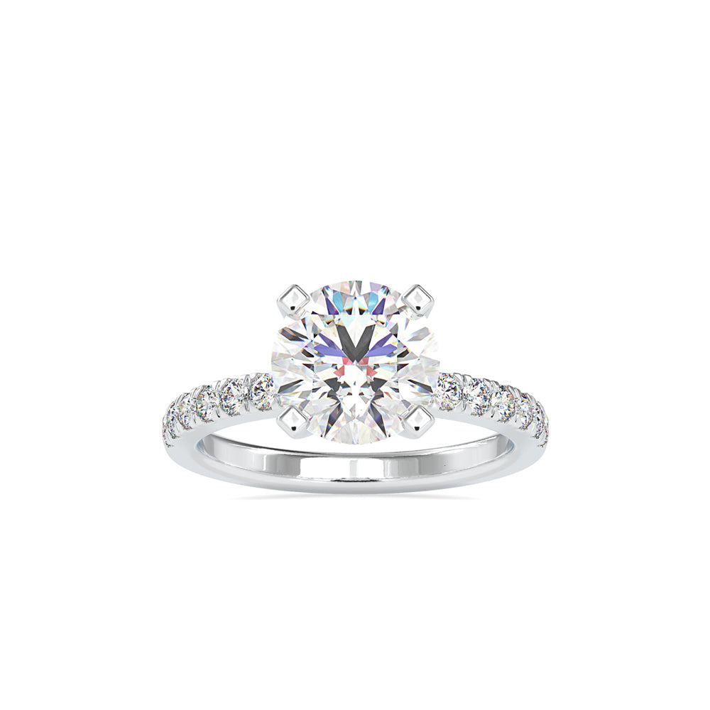 SKU: 0114 (18K) Classic Bead setting Solitaire Engagment Ring in Rose Gold.