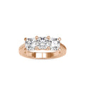 SKU: 0115 (10K) Vintage Filigree Three-Stone Engagment Ring in Rose Gold.