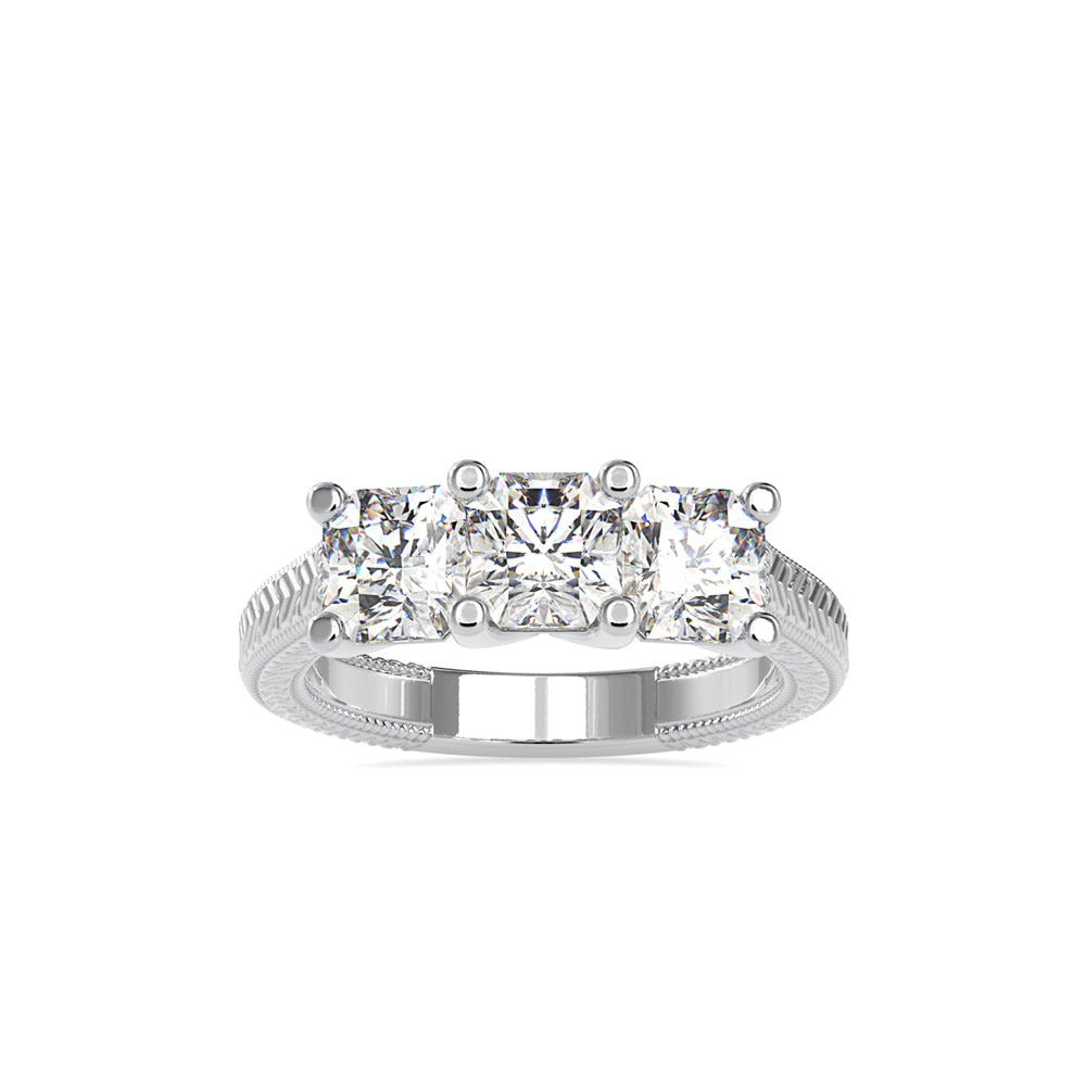 SKU: 0115 (22K) Vintage Filigree Three-Stone Engagment Ring in Rose Gold.