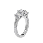 SKU: 0115 (14K) Vintage Filigree Three-Stone Engagment Ring in Rose Gold.