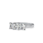 SKU: 0115 (14K) Vintage Filigree Three-Stone Engagment Ring in Rose Gold.