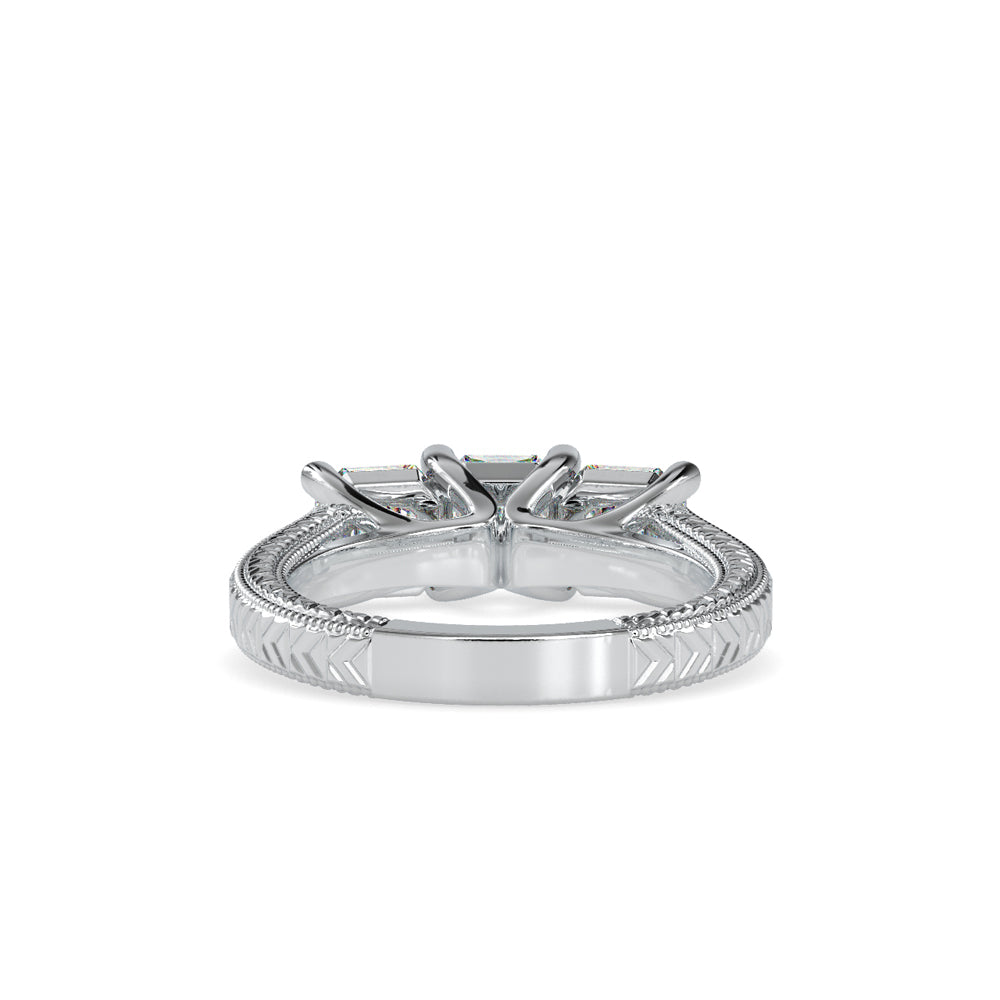 SKU: 0115 (22K) Vintage Filigree Three-Stone Engagment Ring in Rose Gold.