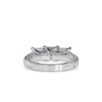 SKU: 0115 (18K) Vintage Filigree Three-Stone Engagment Ring in Rose Gold.
