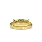 SKU: 0115 (10K) Vintage Filigree Three-Stone Engagment Ring in Rose Gold.
